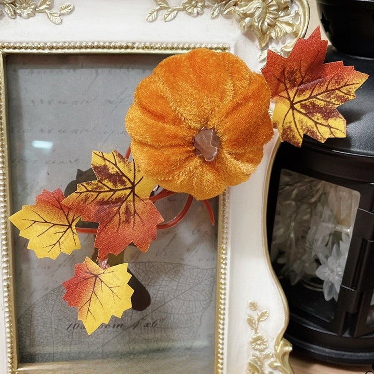 Yellow And Halloween Decorated Leaves Pumpkin Brooch