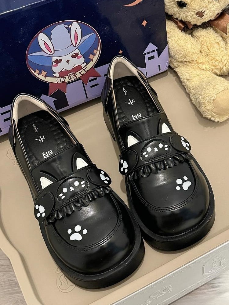 Slip-On PU Preppy Black Mid-heel Style with Shoes