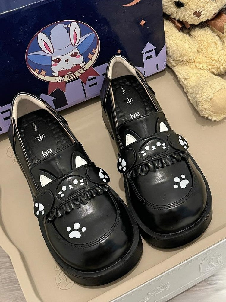 PU with Style Shoes Mid-heel Slip-On Black Preppy