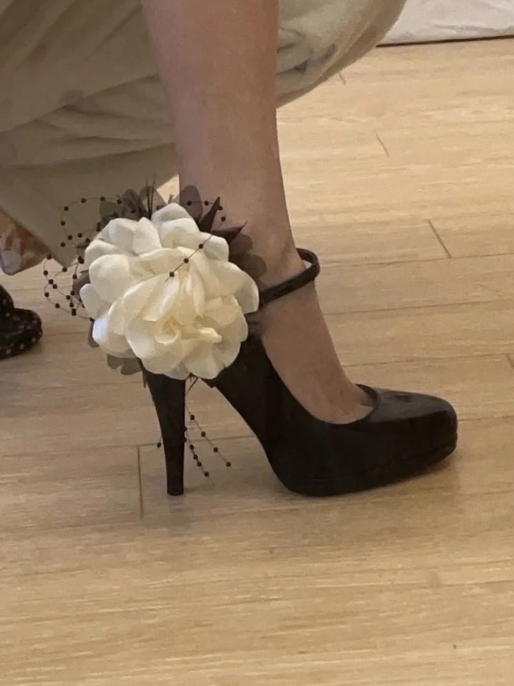 with Floral Elegant Heels Decor Mary Jane White Detachable Lolita