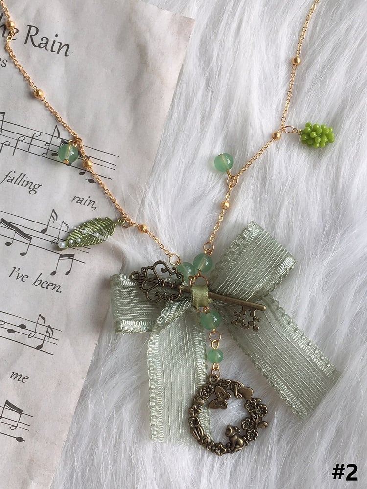 Lolita Necklace 2 Bow Green Options Pendant