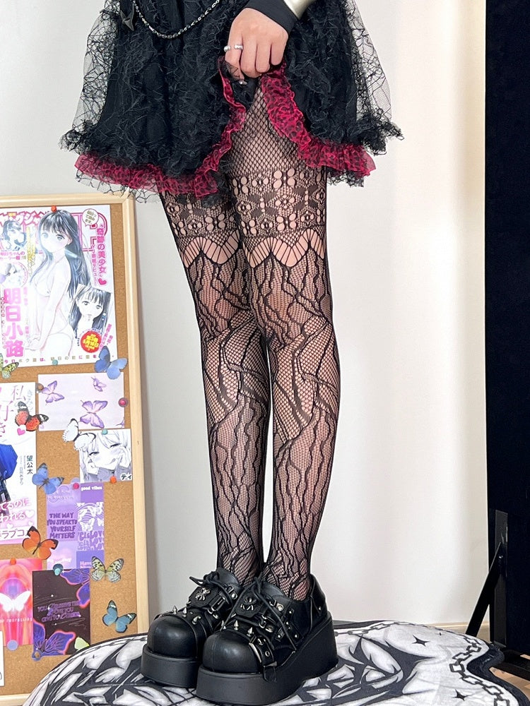 Tights Hollow-out Black Cut-out Design Details