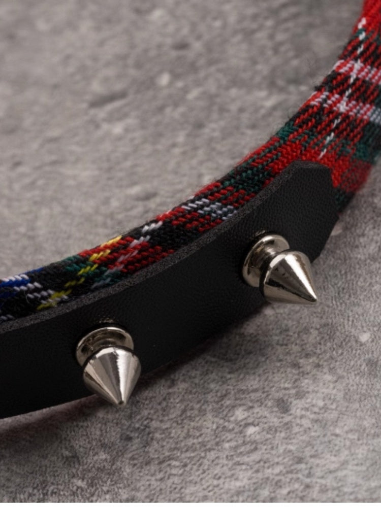 KC And Design Heart Red With Plaid Buckle Black Studs Pattern