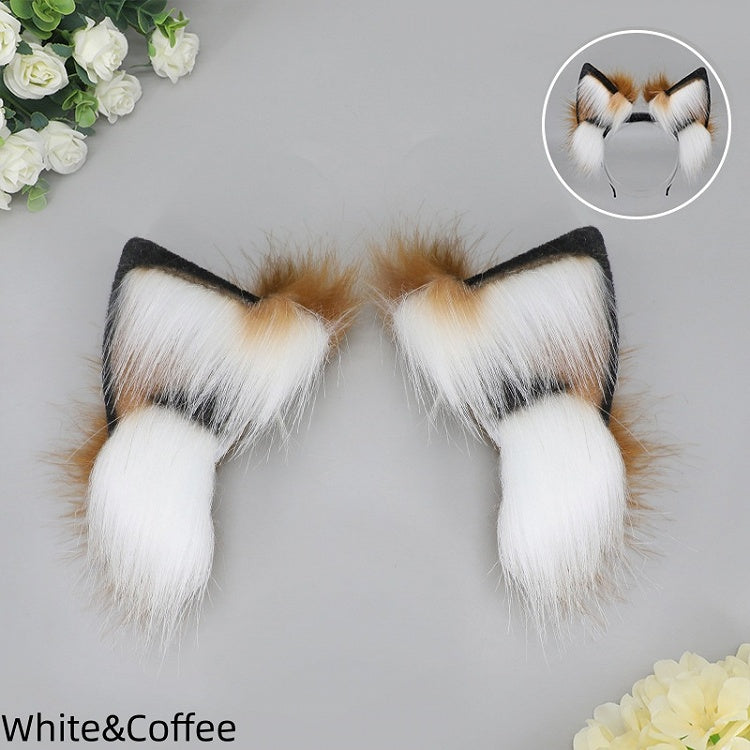 Waggling Ear Covers WhiteOrange Fox WhiteCoffee Fur / Faux