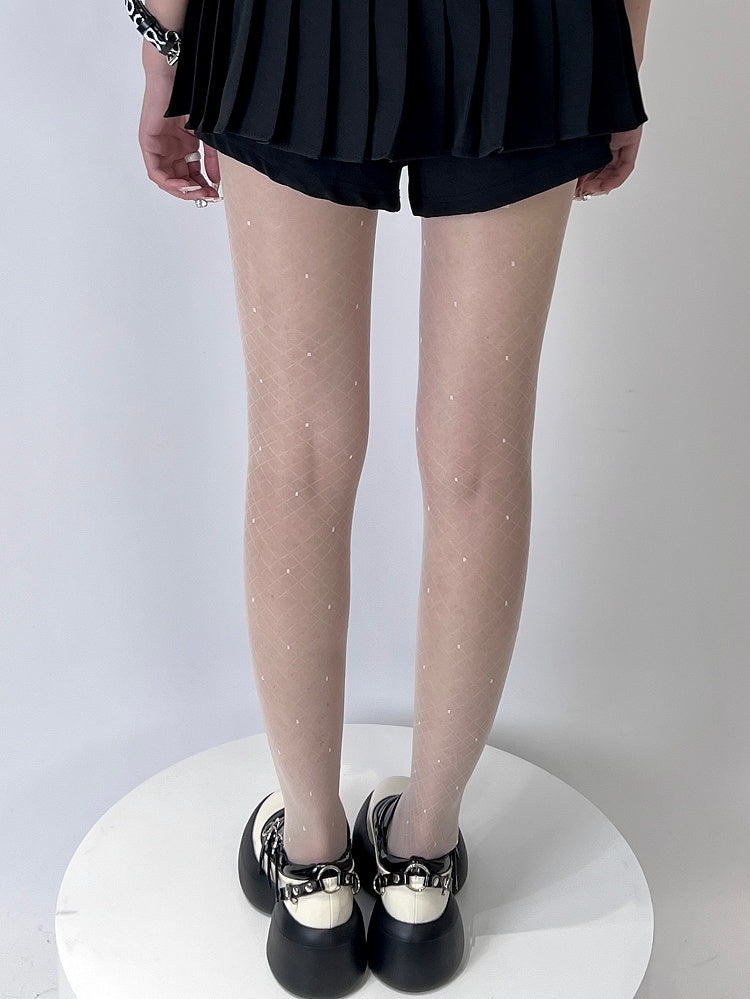 Schwarz/weiße Strumpfhose mit Rautenmuster