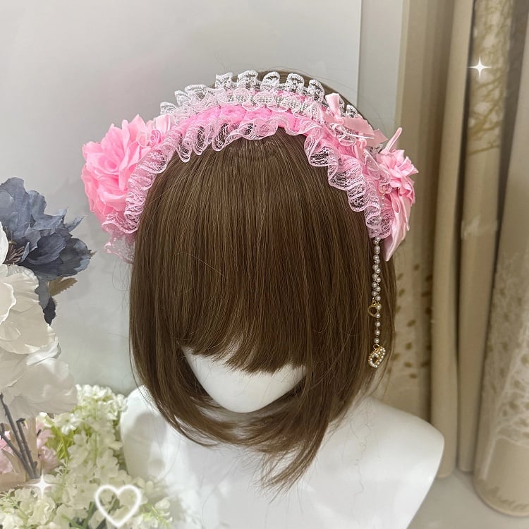 Lace Pink Fashion Gyaru Hairbands - Hime Black