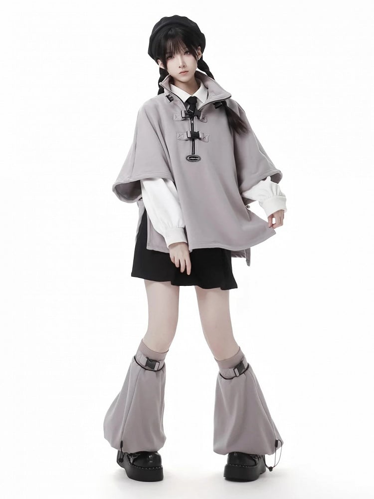 Graues Sweatshirt mit Fledermausärmeln und Fleecefutter