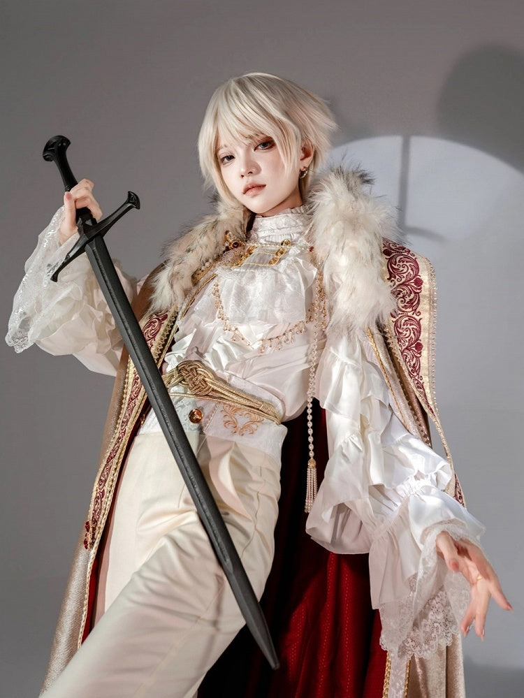 Classic Noble Prince Ouji Lolita Five-Piece Outfit Set with Lion Heart Motif - Your Highness
