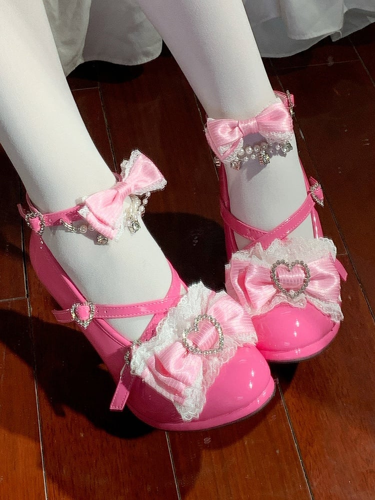 Heel with Heart Leather PU Crystal