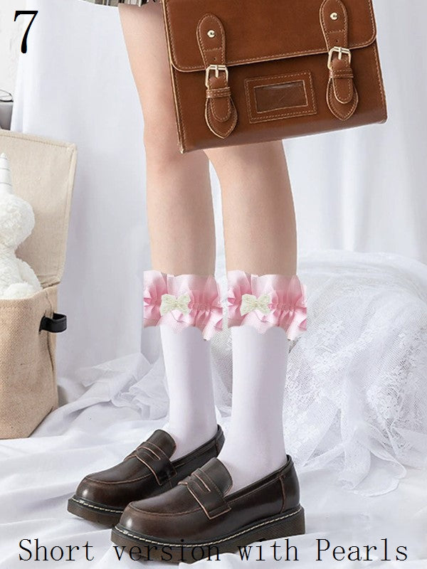 Spitze mit Sockenbündchen Optionen Perlen Kalb 9 Schwarz/Weiß gerüscht