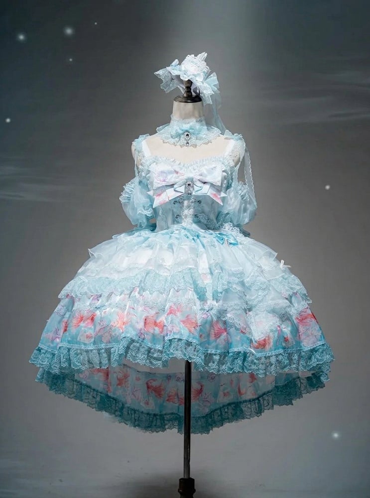 Haut bouffant en dentelle bleue détachable - Mewroco
