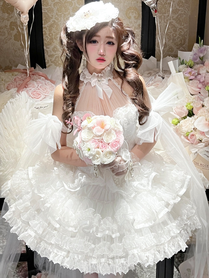 Weiße Handfesseln mit Schleife