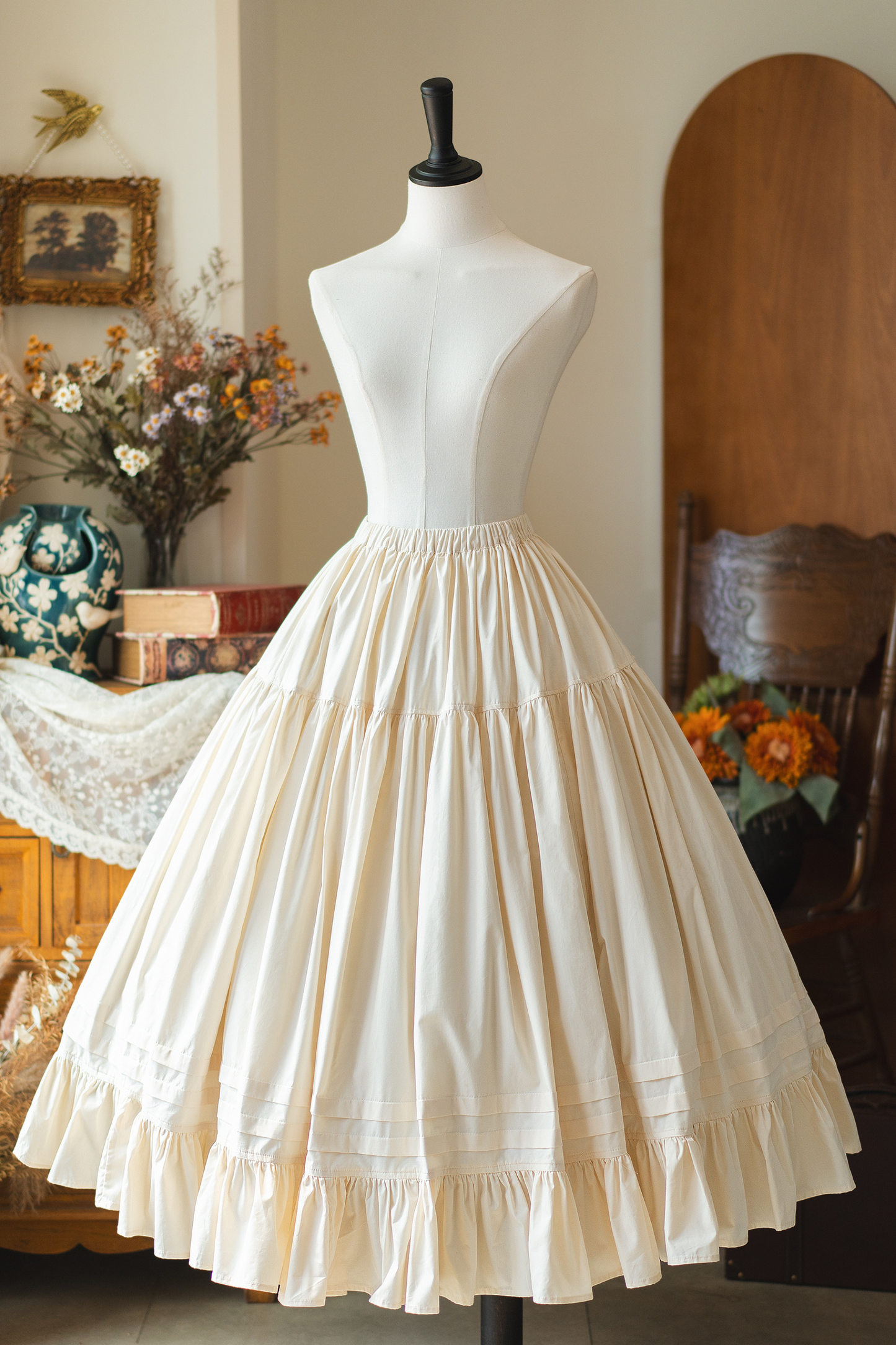 チェックレトロワードロリータペチコートドレスフォレスト+