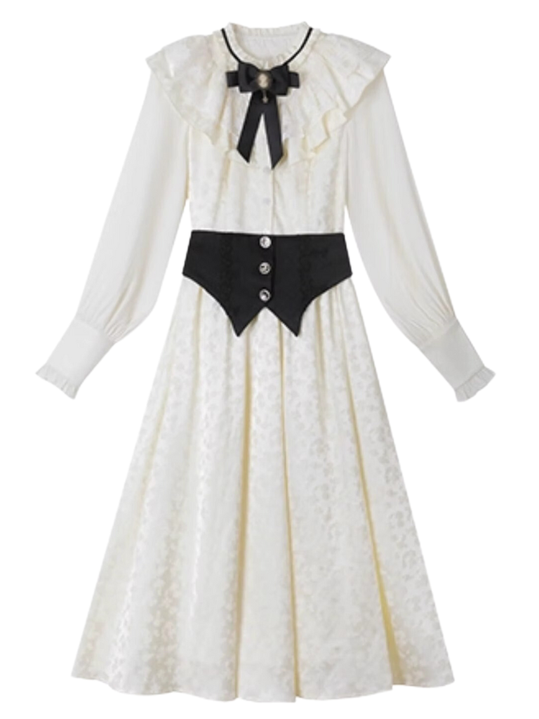 Langes Palastkleid im französischen Mondstil, Kuchen-Jacquard-Kerzenkleid