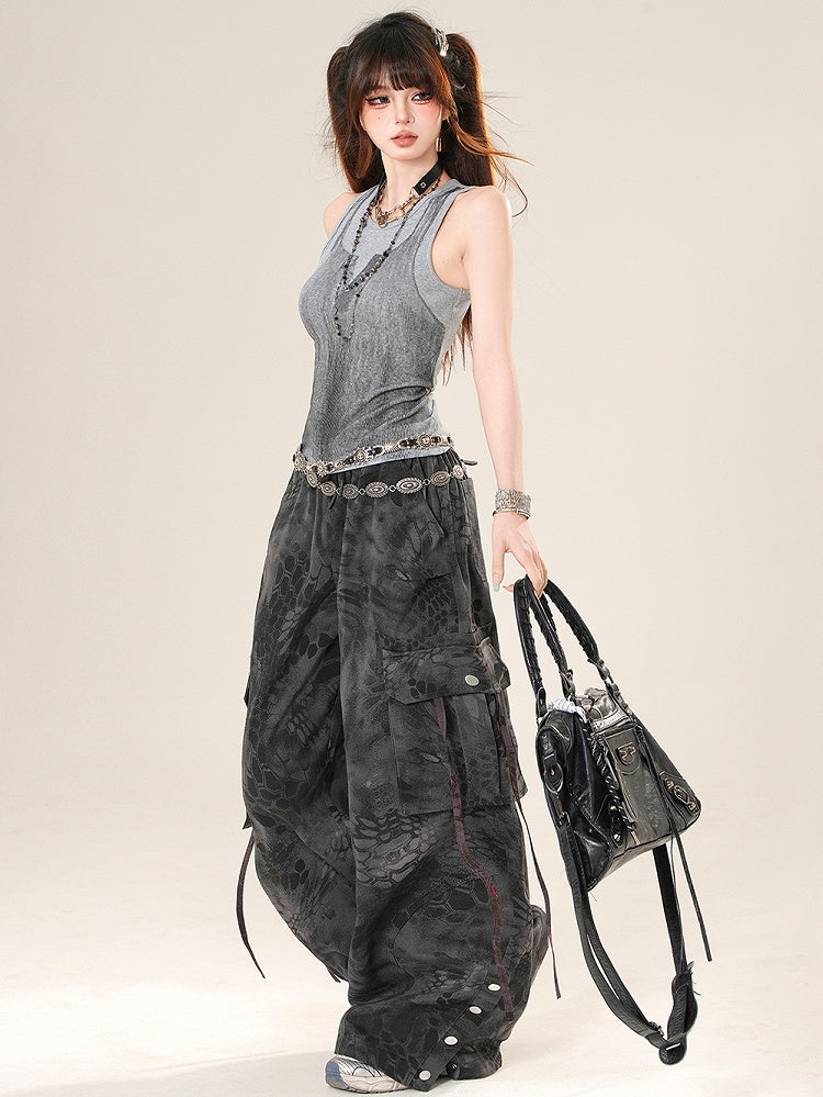 Glamorous – Ärmelloses Top in Weiß/Grau