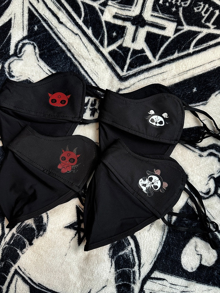 Black With Mask Gothic Red Devil Sun Print Protection