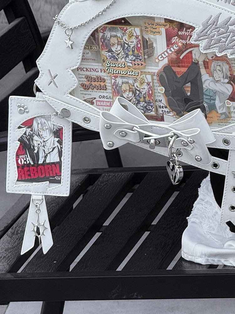 Card Adorable Cat Paw Design White PU Badge Holder