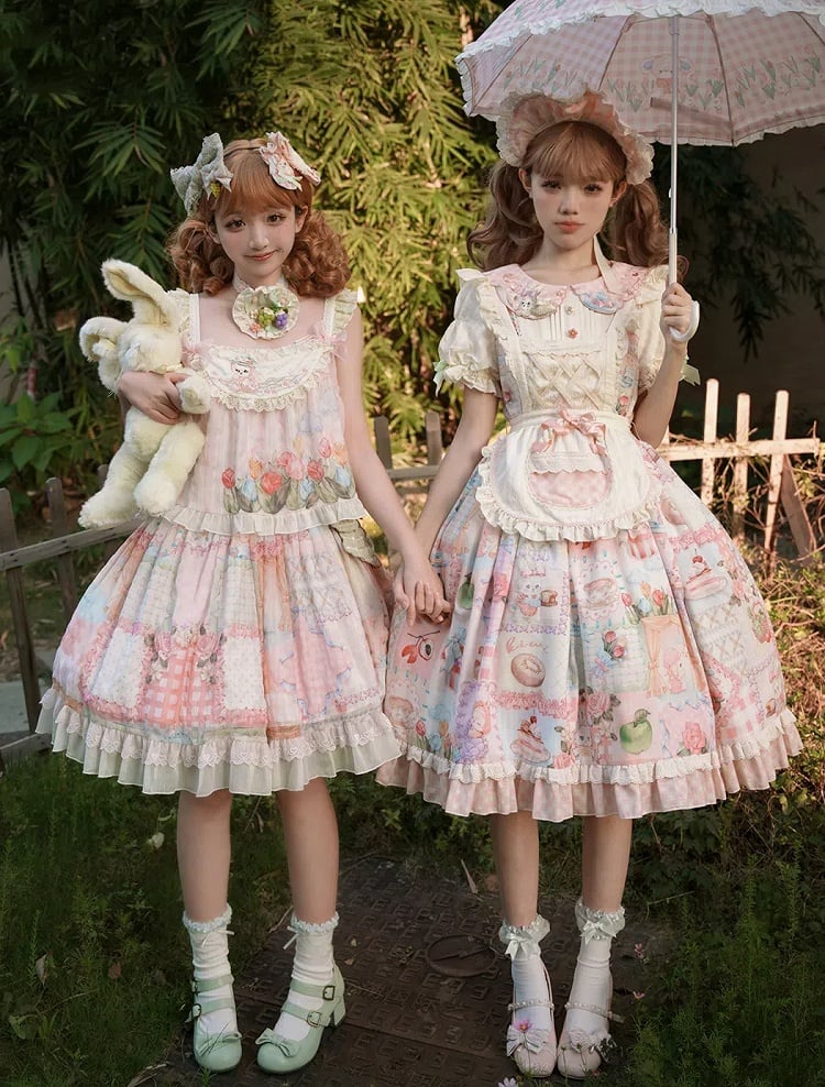 Bunny Embroidery Light Pink Sweet Tulip Top