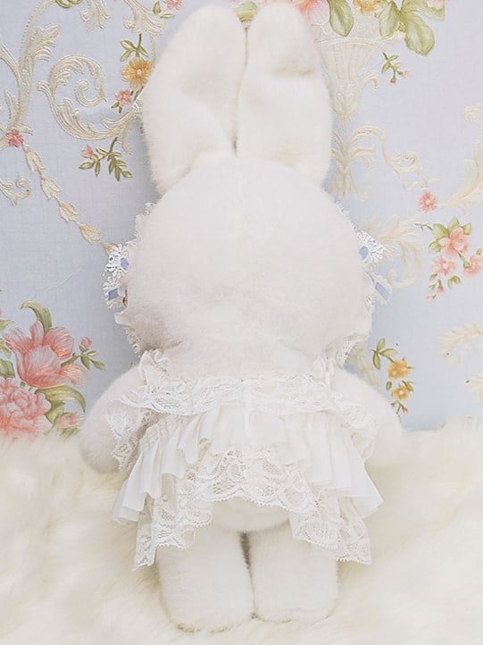White Bag Bunny Bowknot Standing-eared Accents Convertible Strap with Blue