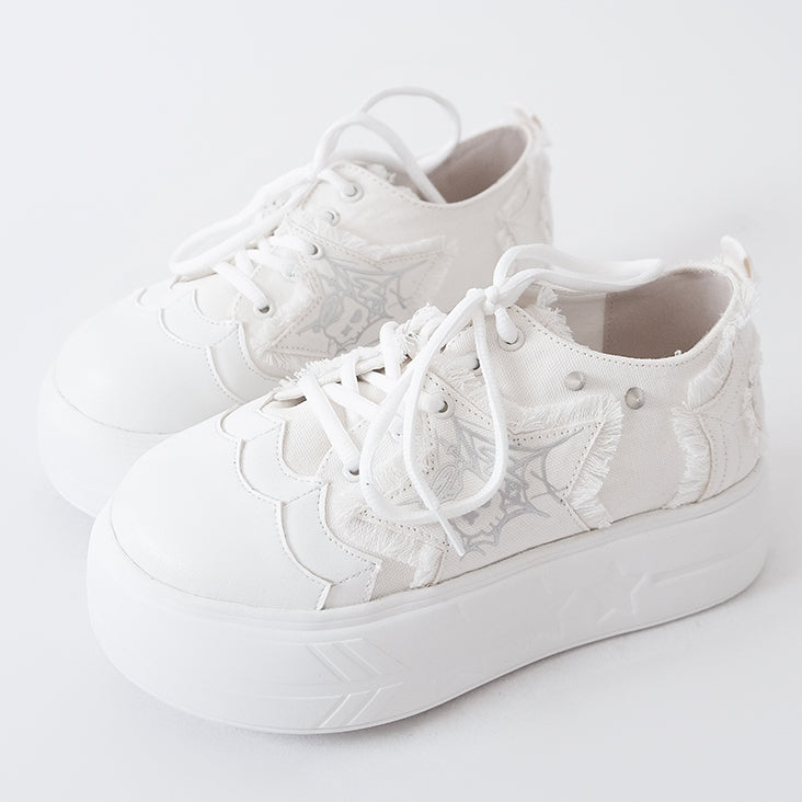 Applique Sneakers White Star Y2K Platform