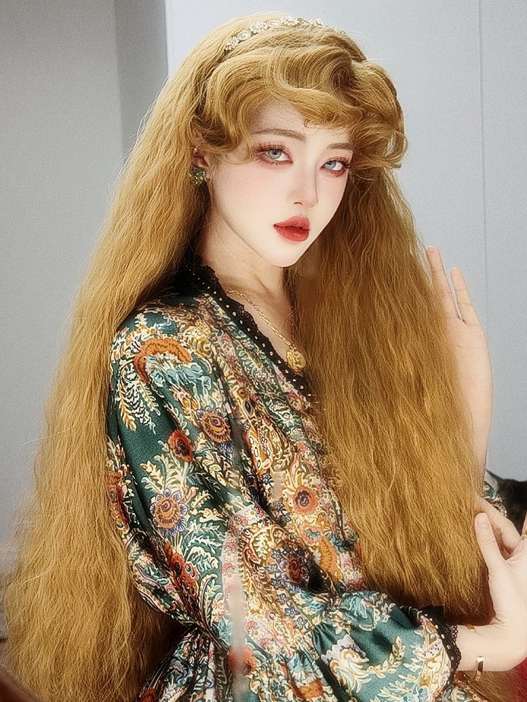 テイルズ ラプンツェル風 ブロンド姫 ロリータ ロング カーリー 合成ウィッグ