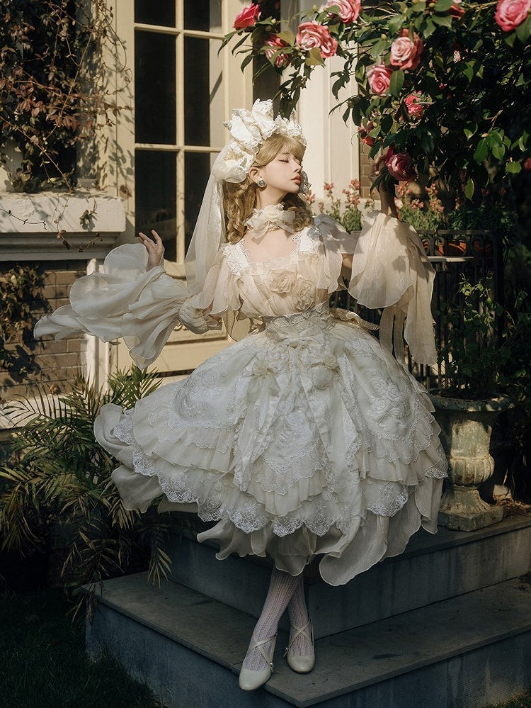 Ruffles Light Hanayome JSK Rose Flowing Accents Dress Short Layered Lolita Yellow Version with