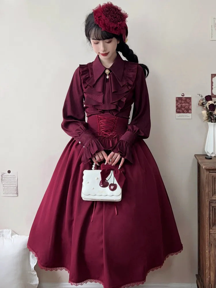 Hoch reversibler Lolita-Gürtel mit Knochen, eleganter Rock, Korsett-Taille