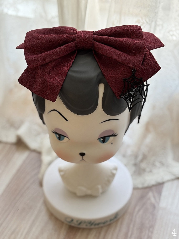 Bowknot with / Gothic Spider KC Web Patterned Printed Lolita