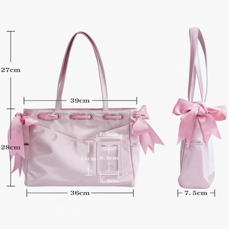 Bag White Balletcore Accents Bow Tote Ita