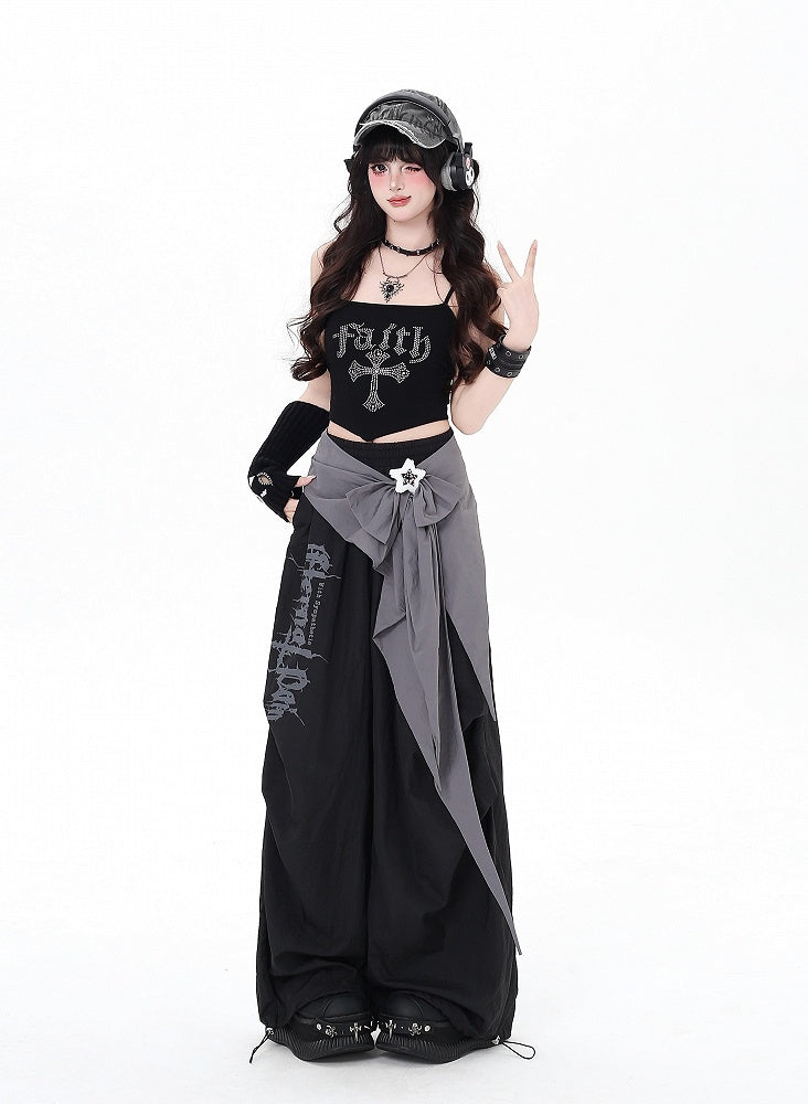 Accessory Pants Detachable Loose Pink with / Black Fit Cargo Waist Low