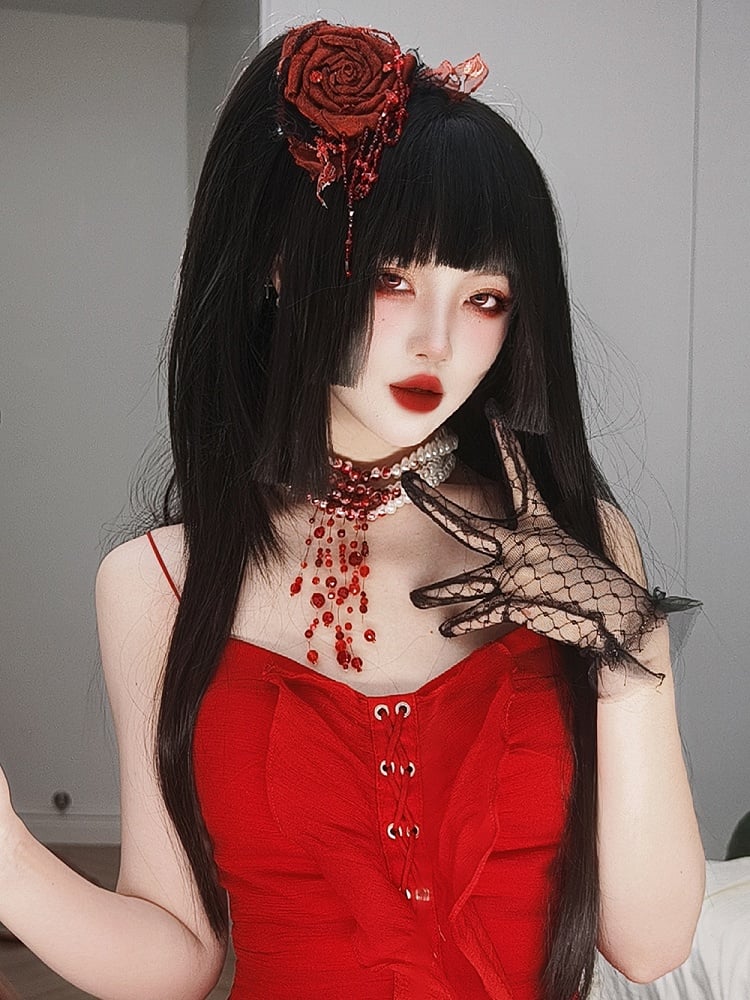 黒姫カットロングストレート合成ウィッグ