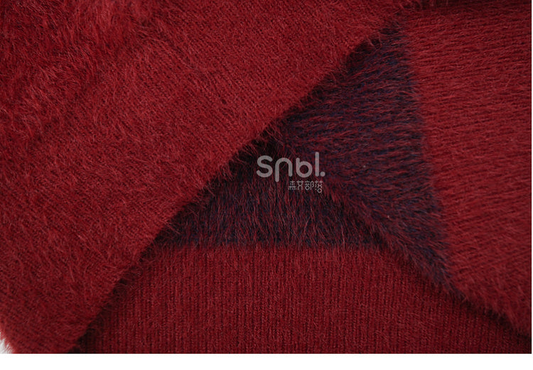 Snow White Princess Red Diamond Pattern Mohair Loose Sweater