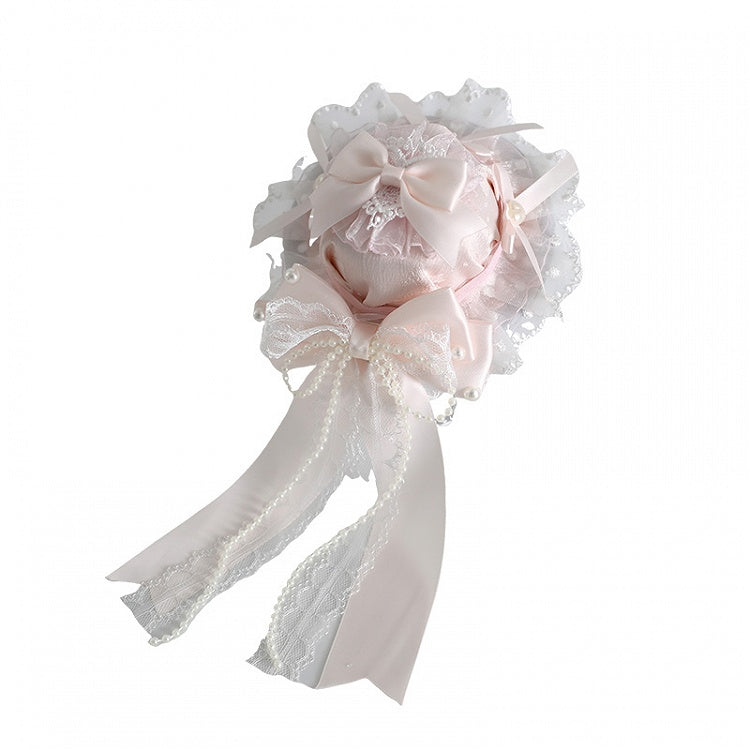 Exquisite Lace Hat Bead Mini Decorations Chain With Orange-Pink Lolita Bowknot