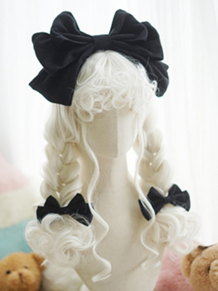 Blond/Weiß/Braun/Rosa/Hellblonde lange gewellte Perücke mit lockigem Pony