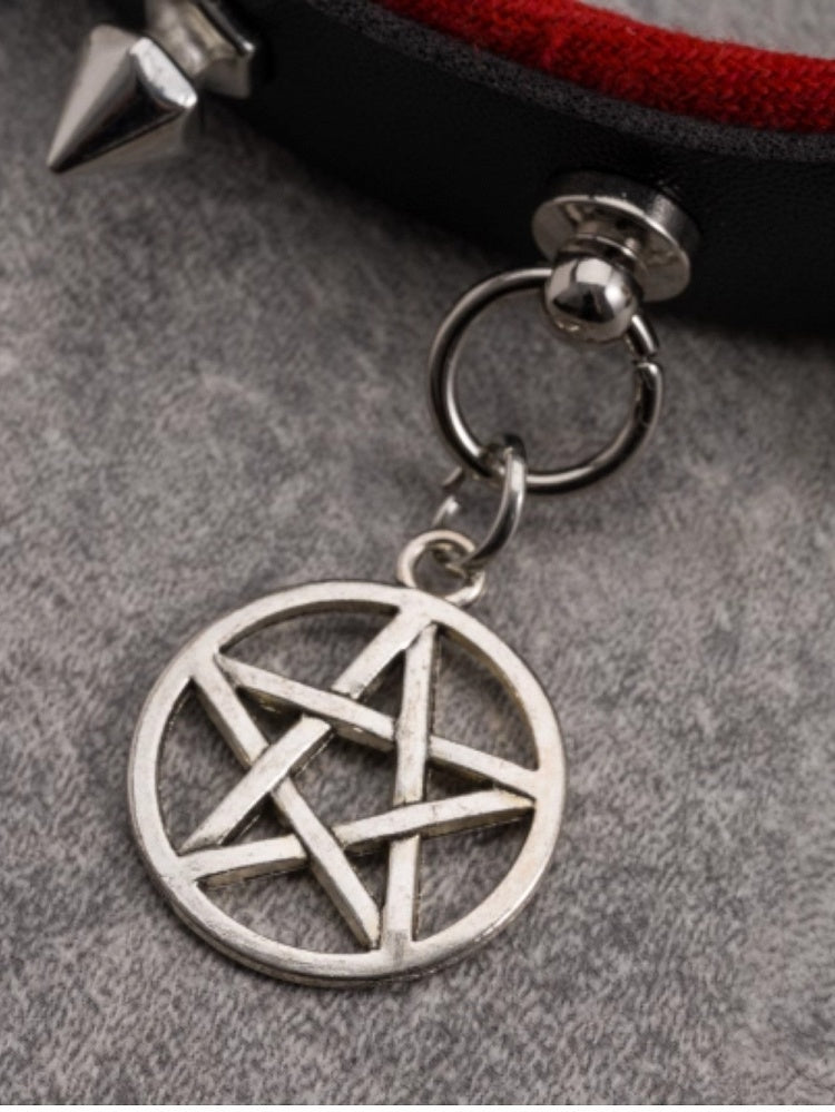 Design Plaid KC Pentagramm Schwarz Charme Rot Muster Und Nieten Mit