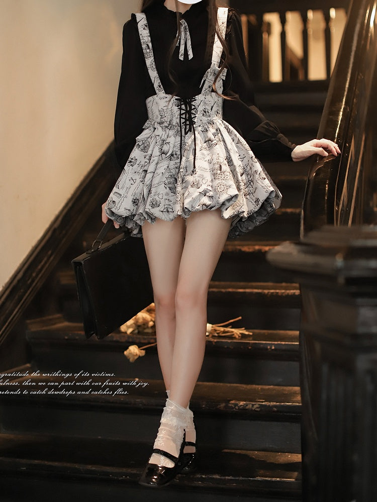 Sleeves Blouse with Pleating Details Black Bishop