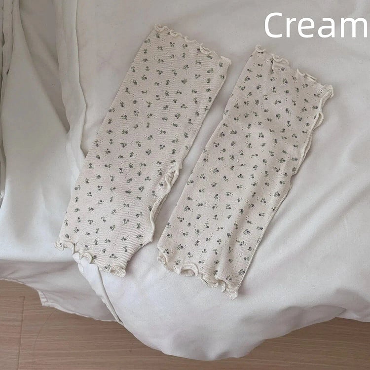 (Multiple Ruffled Floral Footless Leg Soft Ditsy Warmers Colors)