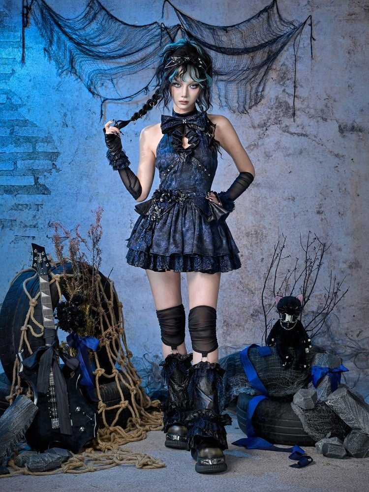 Girl Lace Dress and with Details Bow Punk