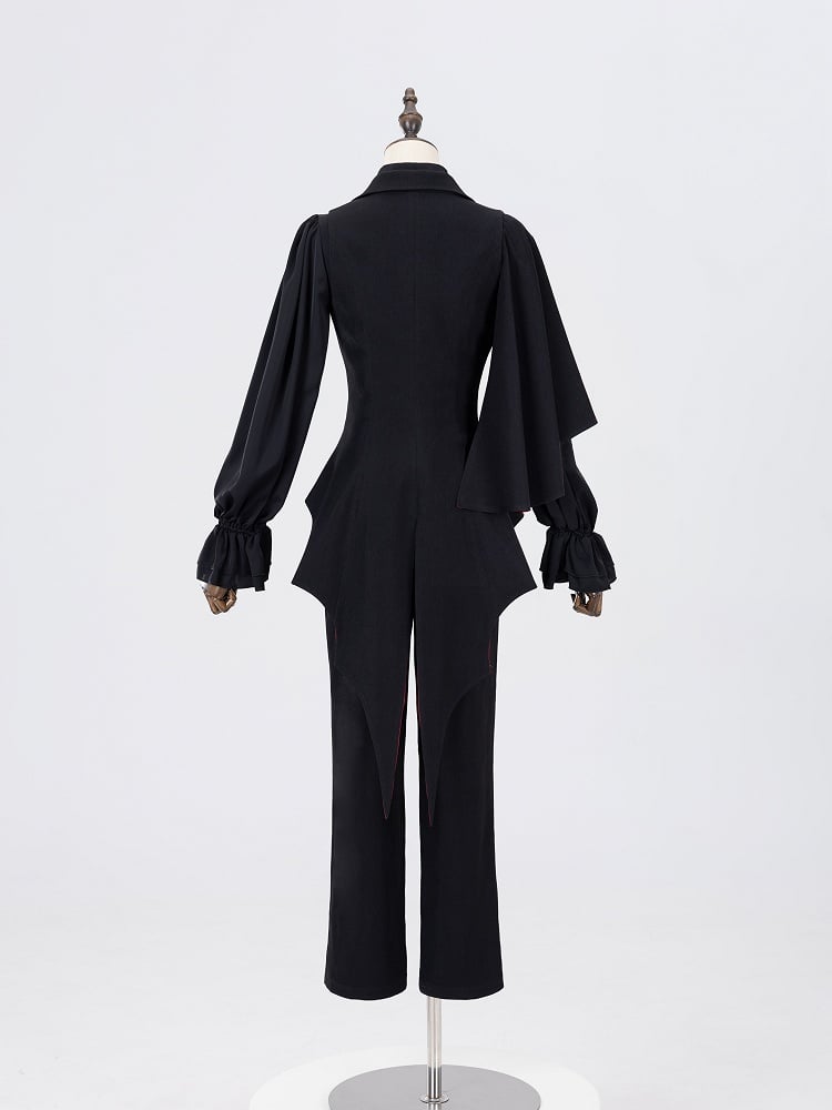 Vampire Prince Waistcoat with Split Tail and One-Shoulder Cape - DevilInspired Exclusive Collection