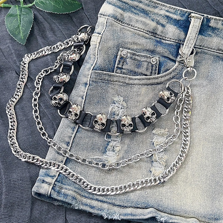 Punk Skeleton Y2K Chain Accessory Silver