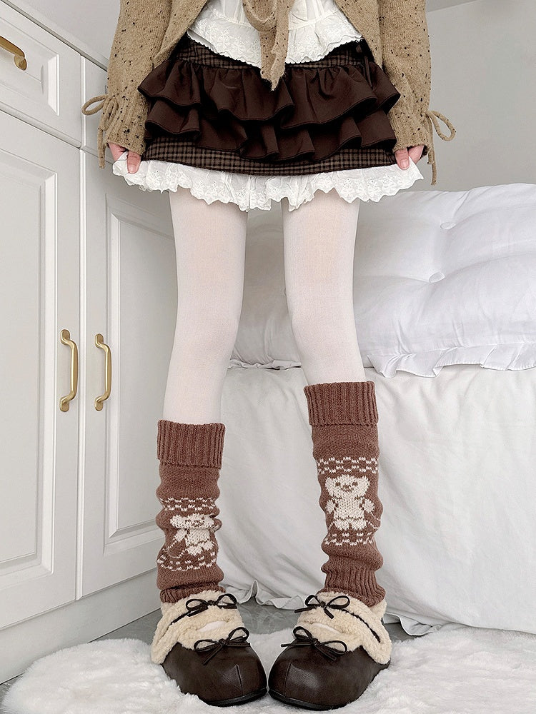 Teddy Bear Warmers Slouchy Light Knit Khaki Leg /