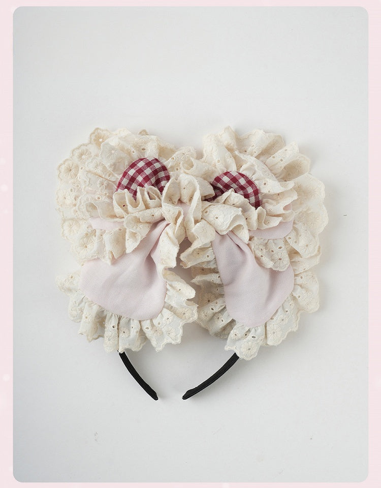 スイートロリータピンクの大きなリボンフリルレーストリムKC