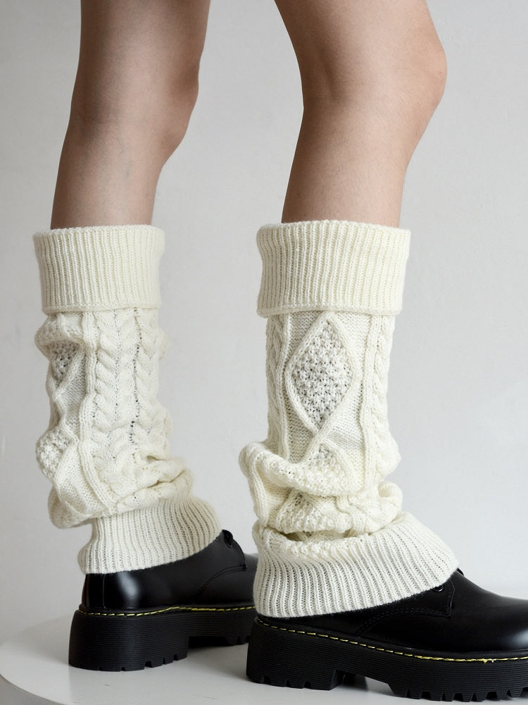 5 Colors Cuffed Cable Knit Leg Warmers