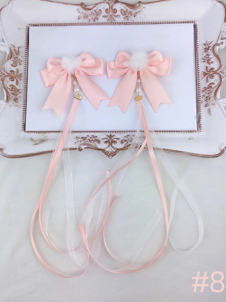 Bow of (Set with Hair Ribbons 2 Detachable Clips Fluffy
