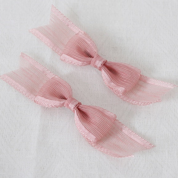 Pink A of Hairclips Vertical Pair Sweet Bowknot Lolita