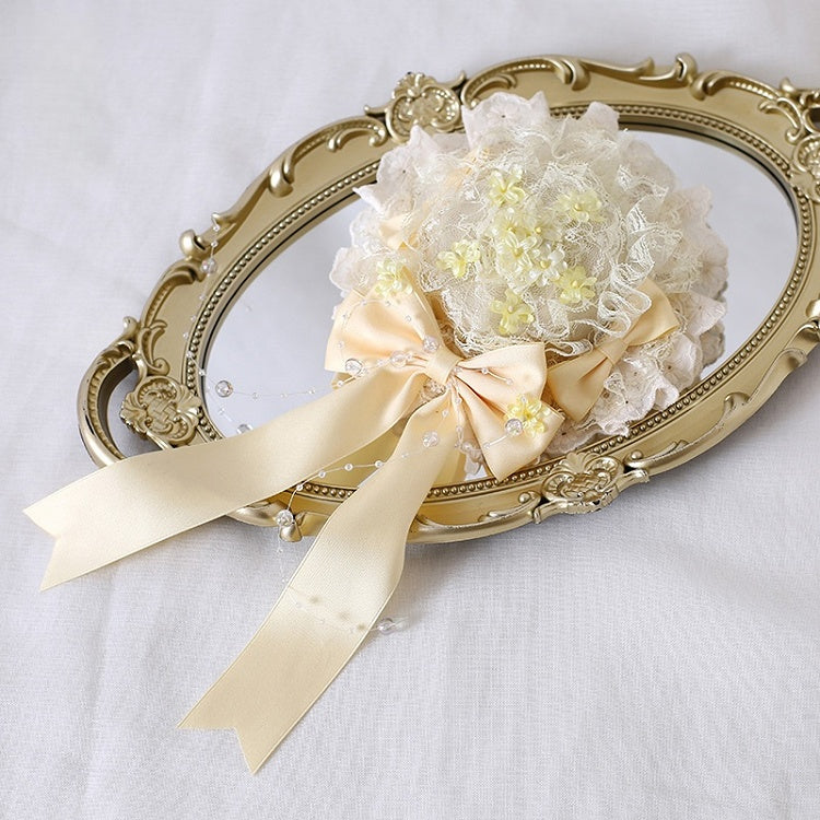 Lace Hat Yellow Lolita Creamy Osmanthus Sweet Mini Bowknot