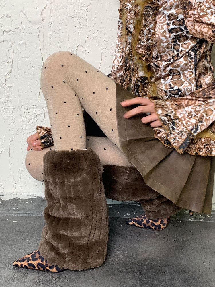 Gothic Coffee Y2K Plüsch-Beinwärmer