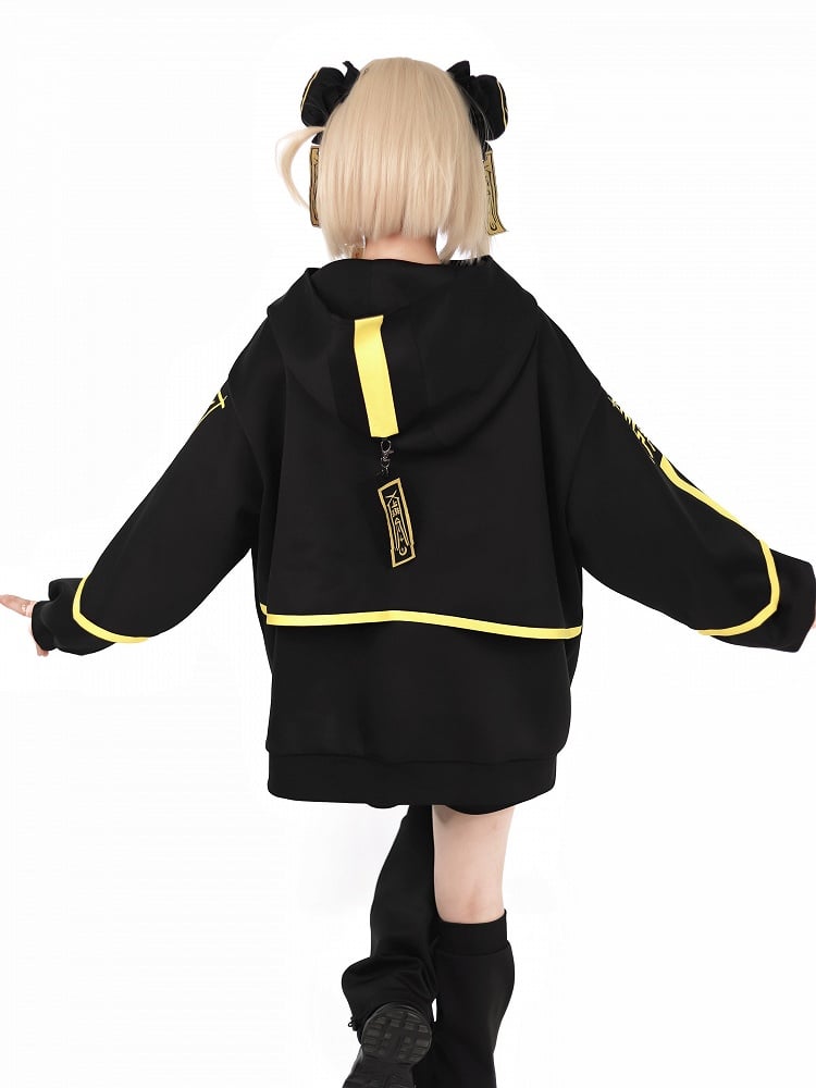 Jacket Sweatershirt Up Luminous Jirai Cyberpunk Kei Front Zip