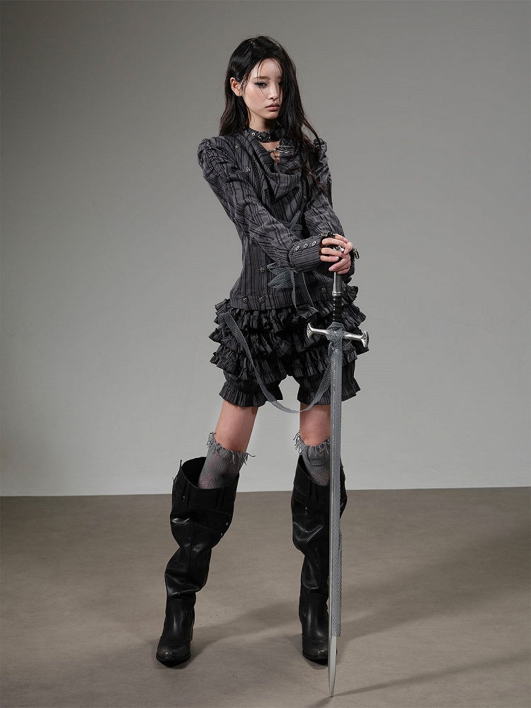Dark Gray Multi-Layer Ruffle Bloomers - Blazed Field