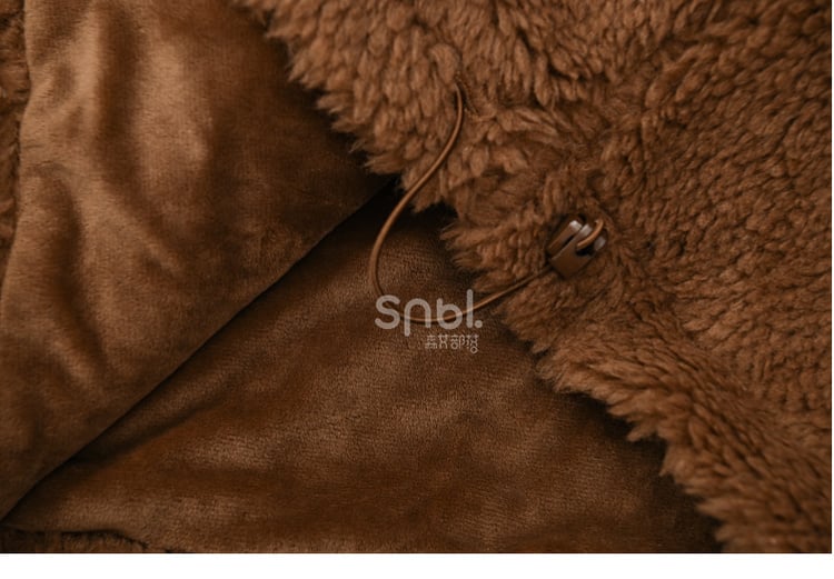 Brauner Fleece-Kapuzenpullover mit süßem Welpen-Taschendesign